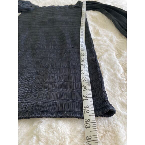 Witchy‎ Whimsigoth Gauze Stretch Little Black Dress Satiny Bell Sleeves Sz M - Picture 5 of 9